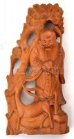 Shou Lao (a hosszú élet istene), faragott fa, falra akasztható, m:30 cm