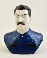 Sztálin büszt, festett gipsz, jelzés nélkül, lepattanásokkal, m: 30 cm