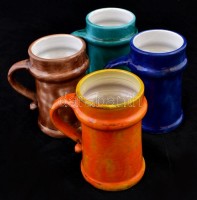 Mihály Béla (1930-2001): 4 db korsó, mázas kerámia, jelzett, egyiken lepattanás, m:14 cm (4×)