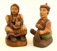 2 db kerámia figura, kézzel festett, kis kopásnyomokkal, m: 21 cm