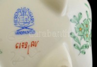 Herendi Apponyi mintás porcelán bonbonier, kézzel festett, jelzett, hibátlan, 7×7×6,5 cm