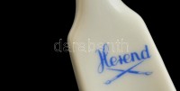 Herendi csipkebogyó mintás porcelán kanál, kézzel festett, jelzett, alján gyári mázhibákkal, h: 20 cm