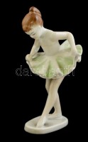 Hollóházi porcelán balettozó kislány, kézzel festett, jelzett, hibátlan, m: 13 cm