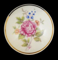 Hollóházi kerek tégely, matricás, jelzett, kis kopásokkal, d: 7 cm