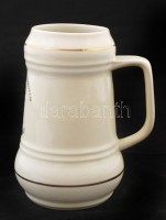 'Dorogi Szénbányák Lencsehegyi Bányászüzem' Hollóházi emlék söröskupa, jelzett, hibátlan, m: 16 cm