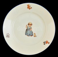 Pirkenhammer porcelán gyerek tál, matricás, jelzett, kis kopásnyomokkal, d: 23 cm