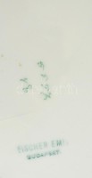 Jelzett (Fischer Emil mint forgalmazó) lapos tányér, 5 db, kopott aranyozással, d: 24,5 cm