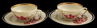Dulevo szovjet porcelán csésze alátéttel, 2 db, jelzett, kissé kopott, d: 10 cm és 17 cm
