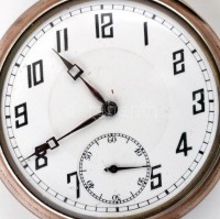 Art Deco dupla ezüst fedeles zsebóra, aranyozott és vésett tokkal, Működő, jó állapotban. / Silver pocket watch. Works well.  d:5  cm