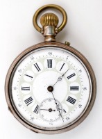 Remontoir ezüst fedeles zsebóra, hibátlan számlappal, szép állapotban, tisztításra szoruló szerkezettel / Silver pocket watch. Needs repair.  d:4,6 cm