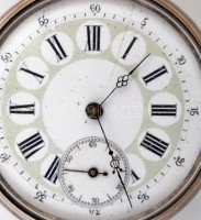 Remontoir ezüst fedeles zsebóra, hibátlan számlappal, szép állapotban, tisztításra szoruló szerkezettel / Silver pocket watch. Needs repair.  d:4,6 cm