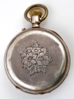 Remontoir ezüst fedeles zsebóra, hibátlan számlappal, szép állapotban, tisztításra szoruló szerkezettel / Silver pocket watch. Needs repair.  d:4,6 cm