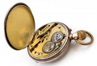 Remontoir ezüst fedeles zsebóra, hibátlan számlappal, szép állapotban, tisztításra szoruló szerkezettel / Silver pocket watch. Needs repair.  d:4,6 cm