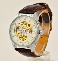 Fuyate automata férfi karóra, látszó szerkezettel, bőr szíjjal, új, nem hordott állapotban / New automatic watch