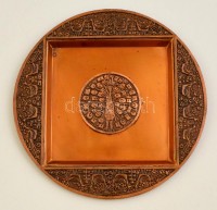 Iparművészeti Vállalatos réz falitányér, jelzés nélkül, d:21,5 cm