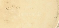 Dupla füles alpakka kézmosó csésze, judaika, jelzett, m:6 cm, d:10 cm