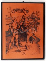 Albrecht Dürer 'Hölgy lóháton Landsknechttel' című rézmetszete után készült dekoratív falikép, 24×18 cm
