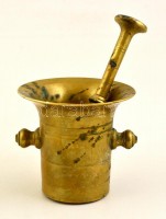 Réz mozsár, törővel, m: 12 cm, h: 20 cm