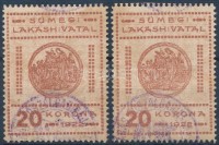 Sümeg 1922 MPIK 2 2 színárnyalat. (23.000)