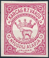 Karcag 1921 fogazatlan piros próbanyomat