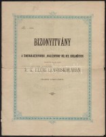 1916 Temesvár-Józsefvárosi iskola bizonyítványa