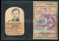 1936 Zách Emil altábornagy lányának fényképes vasúti igazolványa
