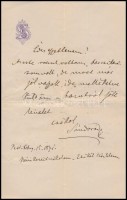 1871 Hegedűs Sándor (1847-1906) közgadász, miniszter, író saját kézzel írt szerelmes levele Jókay Jolánnak 1 beírt oldal
