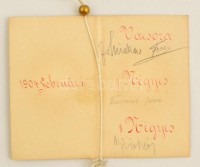 1898-1905 Nagy táncrend gyűjtemény, 18 db. Jogász bál, Jogász majális, 'Vuk bál', Medikus táncestély, Protestáns bál, Bölcsöde bál, Picnic, István napi bál a 'Tücsökben', Törley-bál...stb. Közte 2 db legyező alakú (1 db mini