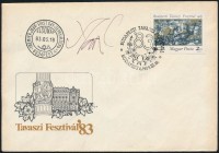 1983 Tavaszi Fesztivál FDC Szász Endre grafikus, a bélyeg tervezőjének aláírásával