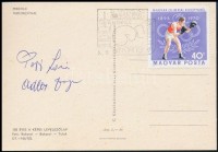 1975 Papp László, Adler Zsigmond aláírásai box bélyegzéses képeslapon
