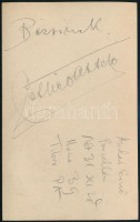 cca 1931 Bajor Gizi (1893-1951) színésznő  Pethő Attila színész társaságában, fotó, rajta aláírásukkal, 14×8,5 cm