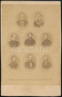 1867 Az Andrássy-kormány tagjai, keményhátú fotó, 9,5×6 cm