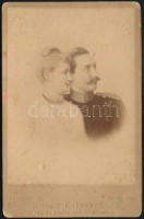 cca 1880 Unser Kaiserpaar. Császári párunk. II. Vilmos (1859-1941) német császár (1888-1918), Auguszta Viktória (1858-1921) német császárné keményhátú fotója, Verlag Eigenth, Berlin, sérült, 16x10 cm./cca 1880 Our Emperor