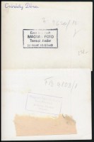 cca 1940-1960 2 db jelzett fotó: épületek, MTI-fotó (Balassa Ferenc), hátulján pecséttel jelzett, 9×12 cm; Csinády Dóra táncosnő, Tormai Andor felvétele, fotó, hátulján feliratozva, pecséttel jelzett, 12×9 cm