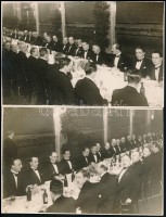 cca 1936 Bethlen István és Kánya Kálmán díszvacsorán, 2 db 'Kurir' sajtófotó, pecséttel jelzett, 11×17,5 cm