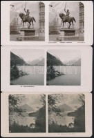 cca 1910 13 db vegyes külföldi sztereofotó.Svédország, Németország, Olasország,  / 13 stereo photos Germany, Sweden, Italy, street scene stereo photo
