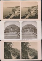 cca 1910 12 db vegyes külföldi sztereofotó.Norvégia, Tirol, Németország, / 12 stereo photos Germany, Norway, Tyrol, Italy street scene stereo photo
