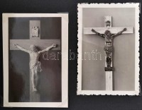 1943 Budapest, Dénes Miklós (?-?) fafaragó munkái a Műcsarnok tavaszi kiállításán, 22 db fotó, albumba rendezve + Dénes Miklós aláírása 1961-es levelezőlapon
