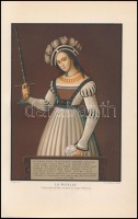 cca 1900 9 db színes francia, részben Jeanne d'Arc-ról szóló litografált nyomat, különböző méretben
