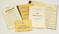 1903-1942 Olajiparral kapcsolatos 5 db nyomtatvány: Petroleum Zeitschrift, német nyelvű olajipari gép árjegyzék, törvényjavaslat vámmentesség tárgyában, a Fanto Egyesült Magyar Ásványolajgyárak Rt. Elismert Vállalati