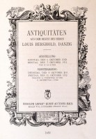 1912 Antiquitäten aus Dem Besitz der Herrn Louis Berghold, Danzig. Berlin, 1912, Rudolph Lepke's Kunst-Auctions-Haus, 96 p.+32 t. Kiadói papírkötés, kiadói papír védőborítóban, szakadozott papír védőborítóval, de egyébként jó