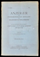 1914 Anzeiger der Ethnographischen Abtheilung des Ungarischen National-Museums. 1907 VI. évf. Szerk.: Dr. Semayer Vilibald. Bp.-Leipzig, 1910, Magyar Nemzeti Múzeum-Karl W. Hiersemann. Kiadói papírkötés, német nyelven, felvágatlan lapokkal.