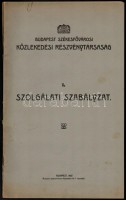 1923 Budapest Székesfővárosi Közlekedési Rt. I. szolgálati szabályzat, kissé szakad borítóval, 42 p.