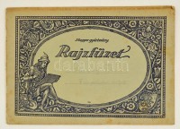 cca 1930 Rajzfüzet, műszaki rajzokkal, 21x29,5 cm