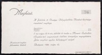 1934 A Jubilehe II. Országos bélyegkiállítás számozott meghívója. Hátoldalán rajzzal
