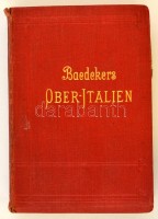 Karl Baedeker: Oberitalien mit Ravenna, Florenz und Livorno. Handbuch für Reisende. Leipzig, 1911, Verlag von Karl Baedeker, LXX+710 p. Tizennyolcadik kiadás. Kiadói aranyozott egészvászon kötés, javított, kissé kopottas gerinccel,festett