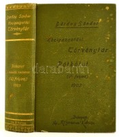 Dárday Sándor: Igazságügyi törvénytár. Rendeletek- és döntvényekkel kiegészítve. Pótkötet Új folyam. .   Bp.,1903., Athenaeum. Kiadói aranyozott, egészvászon-kötésben