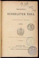 Magyar Rendeletek Tára, 16 kötet (1868,1878,1879, 1880 II., 1881 I-II.. 1882 I-II, 1883 II., 1885 II., 1887 I., 1888 I-II.,1889 II., 1901, 1903 I-K), Budapest, 1884-1903, Magyar Királyi Belügyminisztérium. Kiadói félvászon. Intézményi