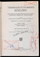 A Természettudományi közlöny 1890-1920 közötti évfolyamaiból 19 kötet bekötve aranyozott félvászon kötésbe, nagyrészt jó állapotban