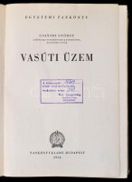 Csanádi György: Vasúti üzem. Bp.,1954, Tankönyvkiadó. Kiadói félvászon-kötés, egy-két ragasztott lappal, kissé kopott borítóval. Megjelent 1800 példányban.